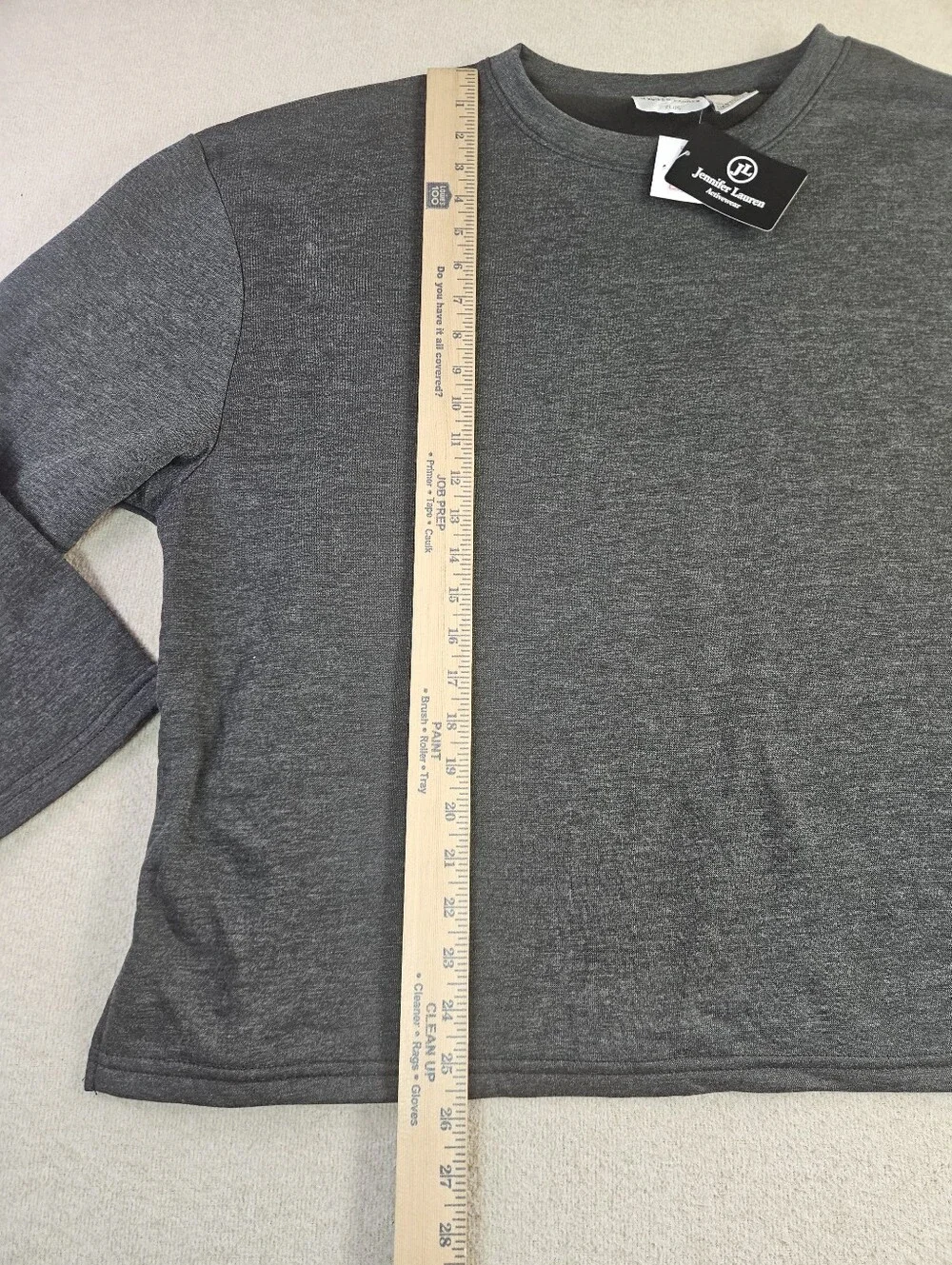 Jennifer Lauren Activewear Plus 2X Gray Long Sleeve Fleece Lined Pullover NWT